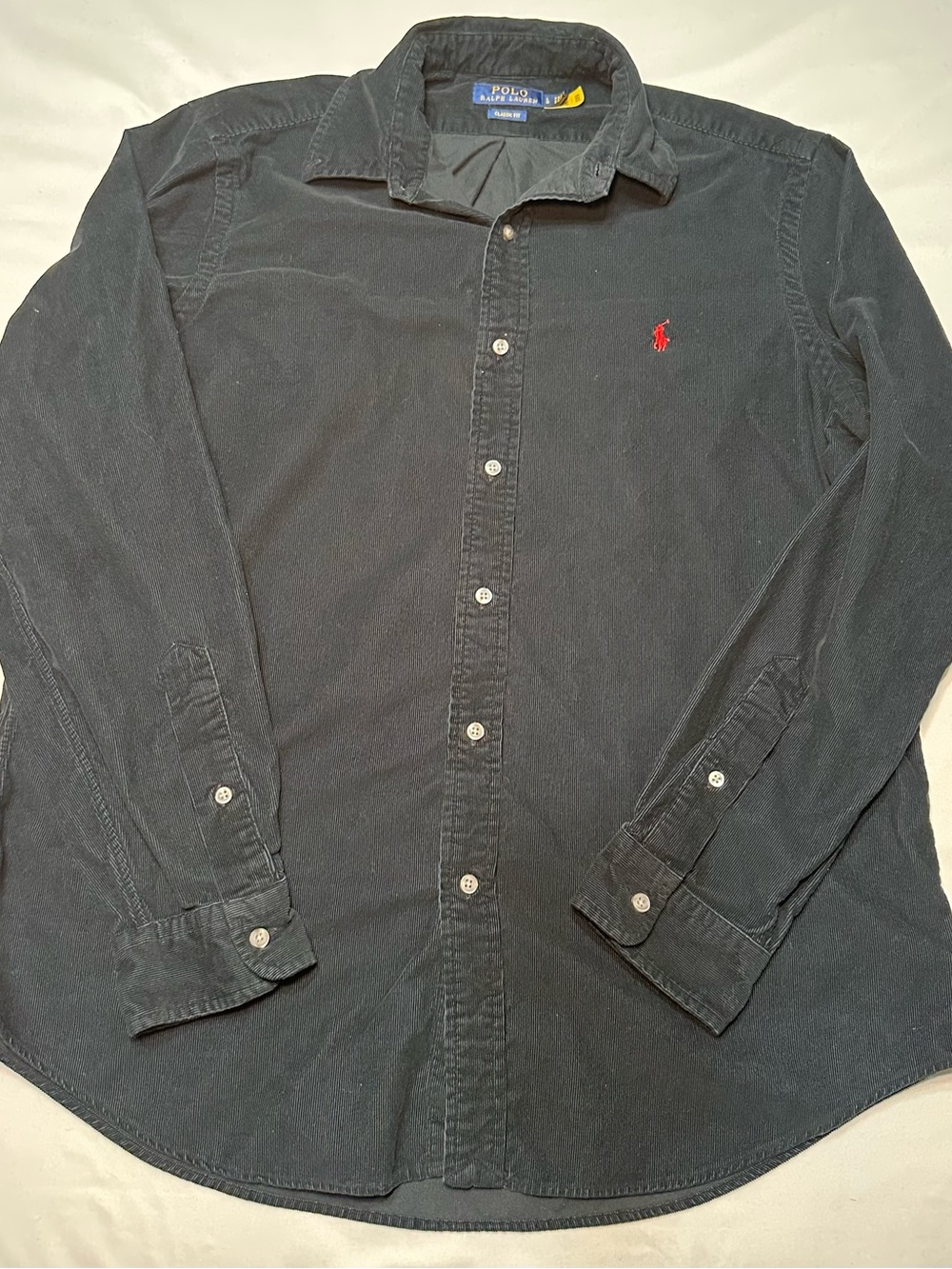 Polo Ralph Lauren Black Corduroy Button Down Shirt Classic Fit Large L
